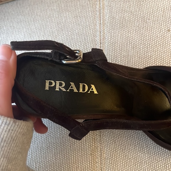 Chocolate Brown Prada Wedges - Picture 2 of 4